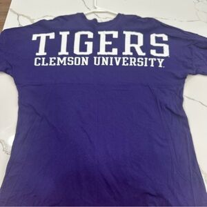 Clemson University Tigers League Clothesline Spirit Jersey Purple Lrg Oversized
